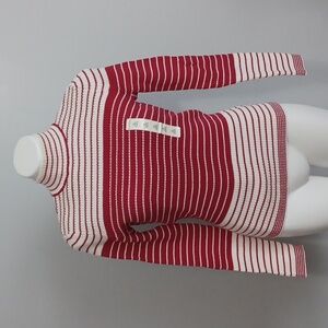 STUDIO WORKS red & white striped sweater. Mock turtle neck. Petite Medium.  NWT